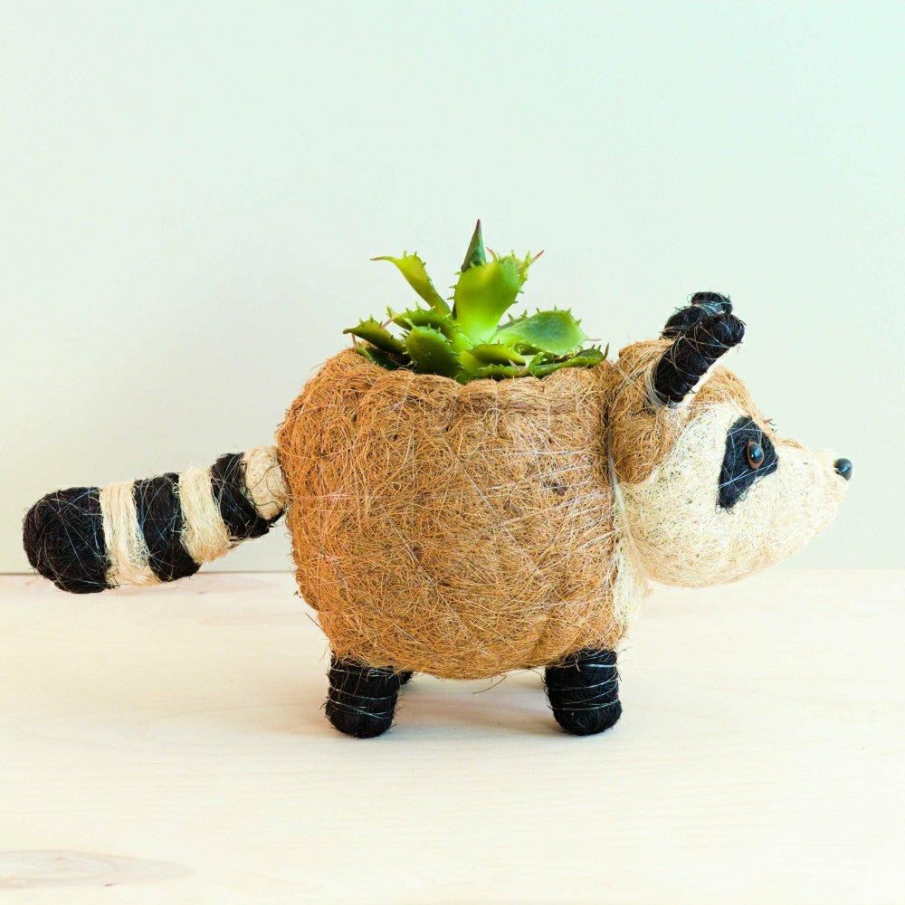 Plow & Hearth Raccoon Planter - Handmade Plant Pot