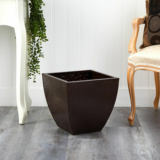 Plow & Hearth 14” Embossed Metal Scroll Planter