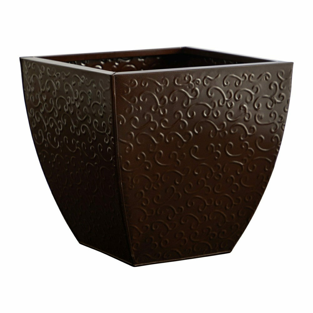 Plow & Hearth 14” Embossed Metal Scroll Planter