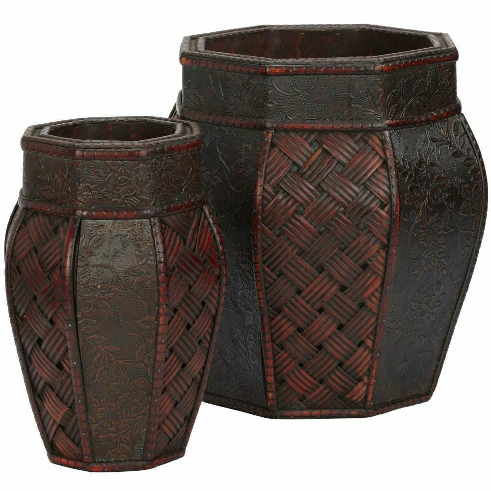 Plow & Hearth Design and Weave Panel Decorative Planters (Set of 2)