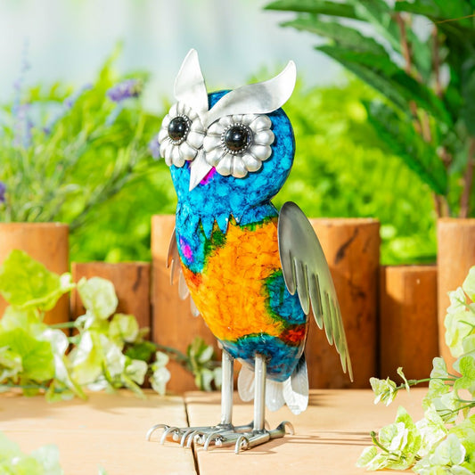 Plow & Hearth Metal Gradient Owl Garden Statue