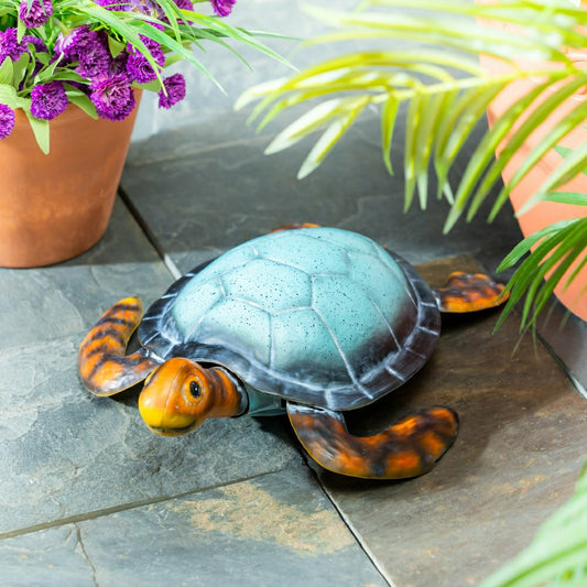 Plow & Hearth Metal Vivid Sea Turtle Garden Statue
