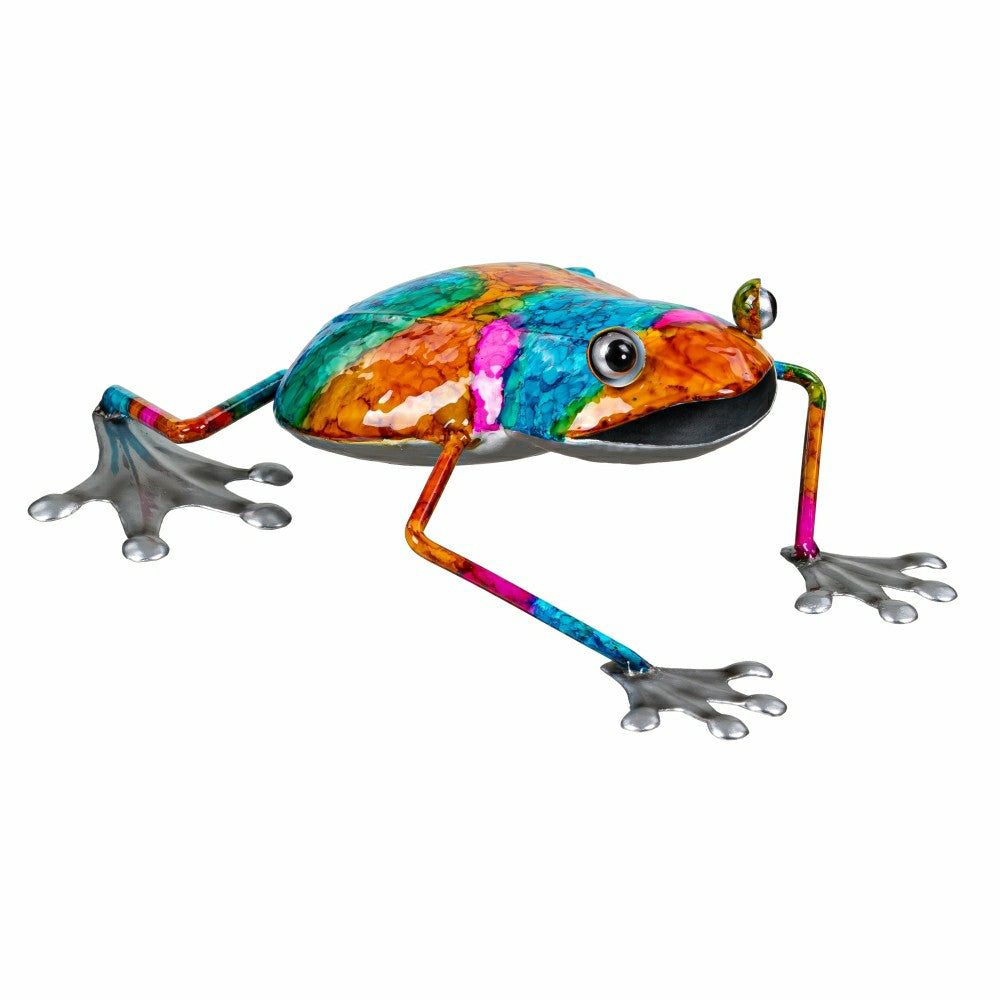Plow & Hearth Metal Gradient Frog Garden Statue, 14"H