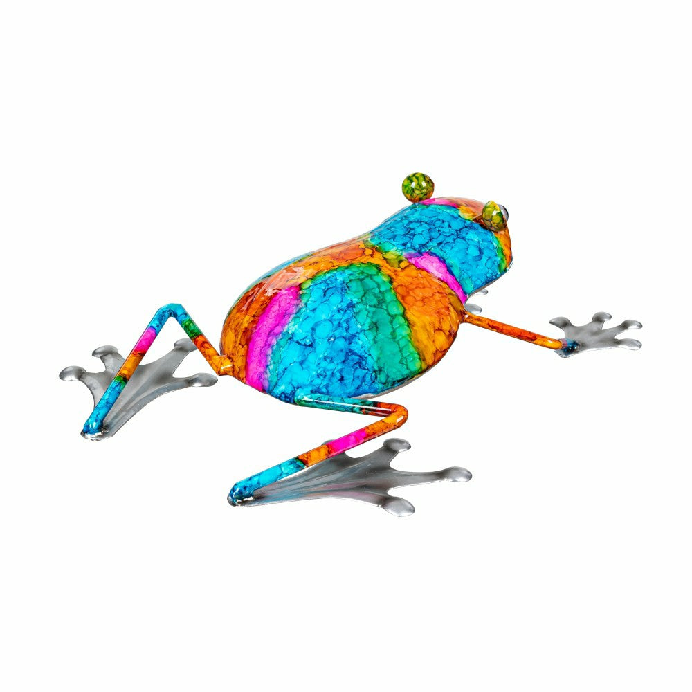 Plow & Hearth Metal Gradient Frog Garden Statue, 14"H