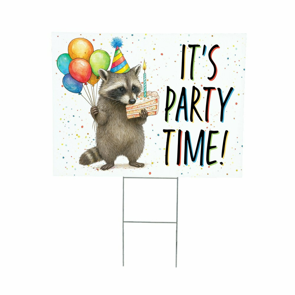 Plow & Hearth This Calls For Cake Yard Sign with H-Stake, "It‘s Party Time!", 24"x18