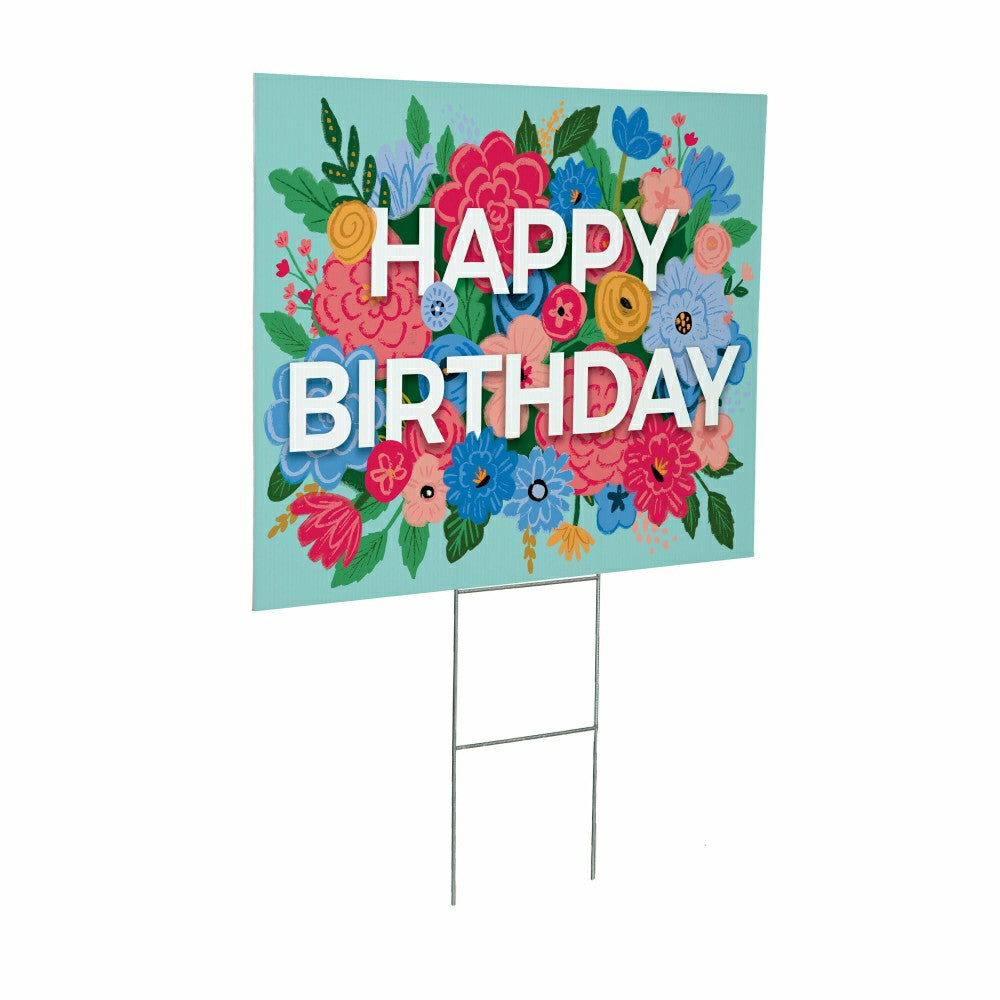 Plow & Hearth This Calls For Cake Yard Sign with H-Stake, "Happy Birthday", 24"x18"