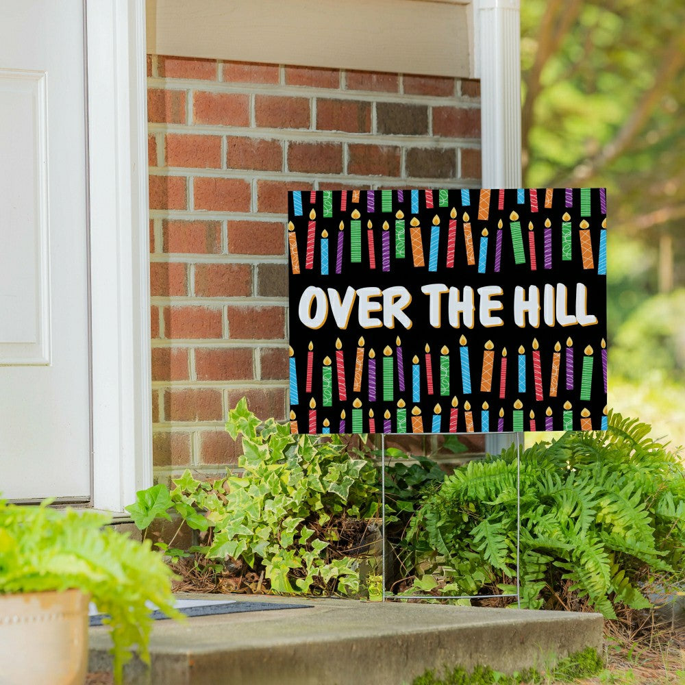 Plow & Hearth This Calls For Cake Yard Sign with H-Stake, "Over The Hill", 24"x18"