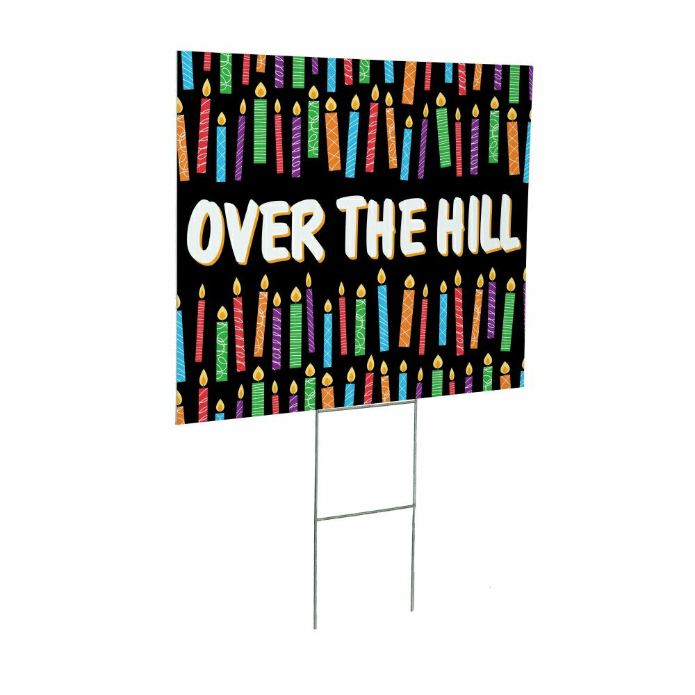 Plow & Hearth This Calls For Cake Yard Sign with H-Stake, "Over The Hill", 24"x18"