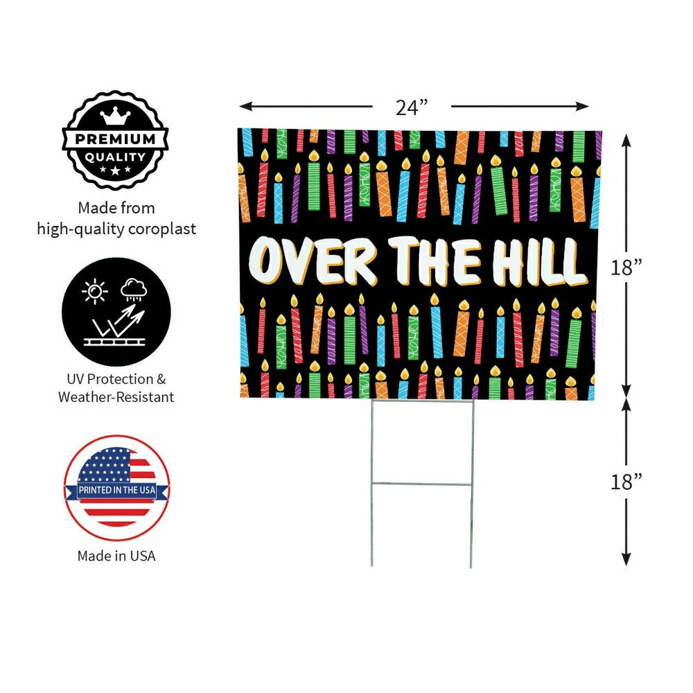 Plow & Hearth This Calls For Cake Yard Sign with H-Stake, "Over The Hill", 24"x18"