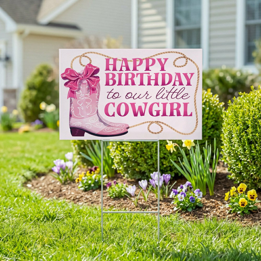 Plow & Hearth This Calls For Cake Yard Sign with H-Stake, "Happy Birthday to our lit
