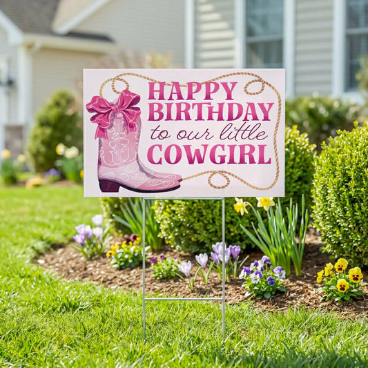 Plow & Hearth This Calls For Cake Yard Sign with H-Stake, "Happy Birthday to our lit