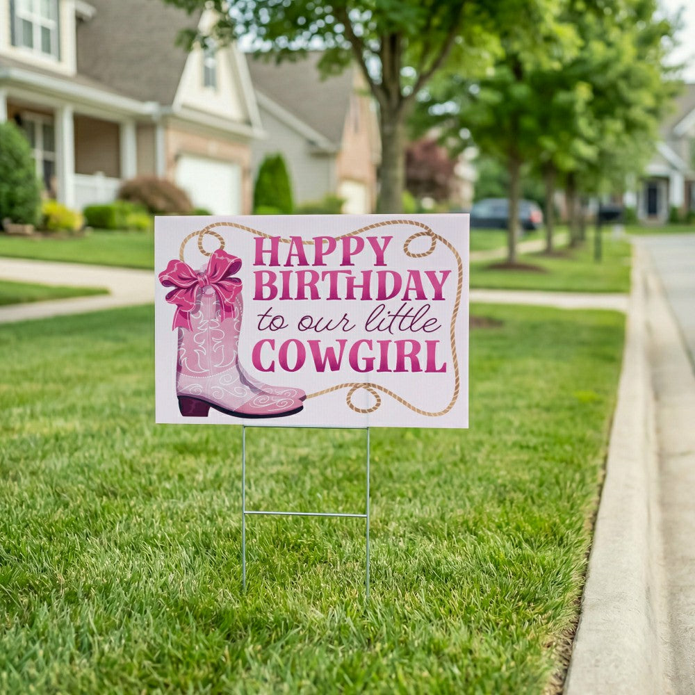 Plow & Hearth This Calls For Cake Yard Sign with H-Stake, "Happy Birthday to our lit