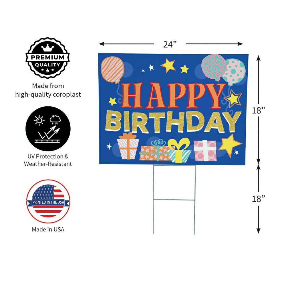 Plow & Hearth This Calls For Cake Yard Sign with H-Stake, "Happy Birthday", 24"x18"