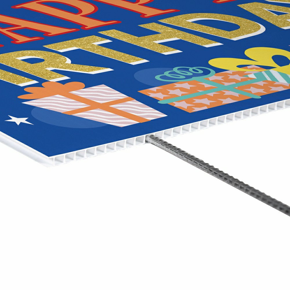 Plow & Hearth This Calls For Cake Yard Sign with H-Stake, "Happy Birthday", 24"x18"