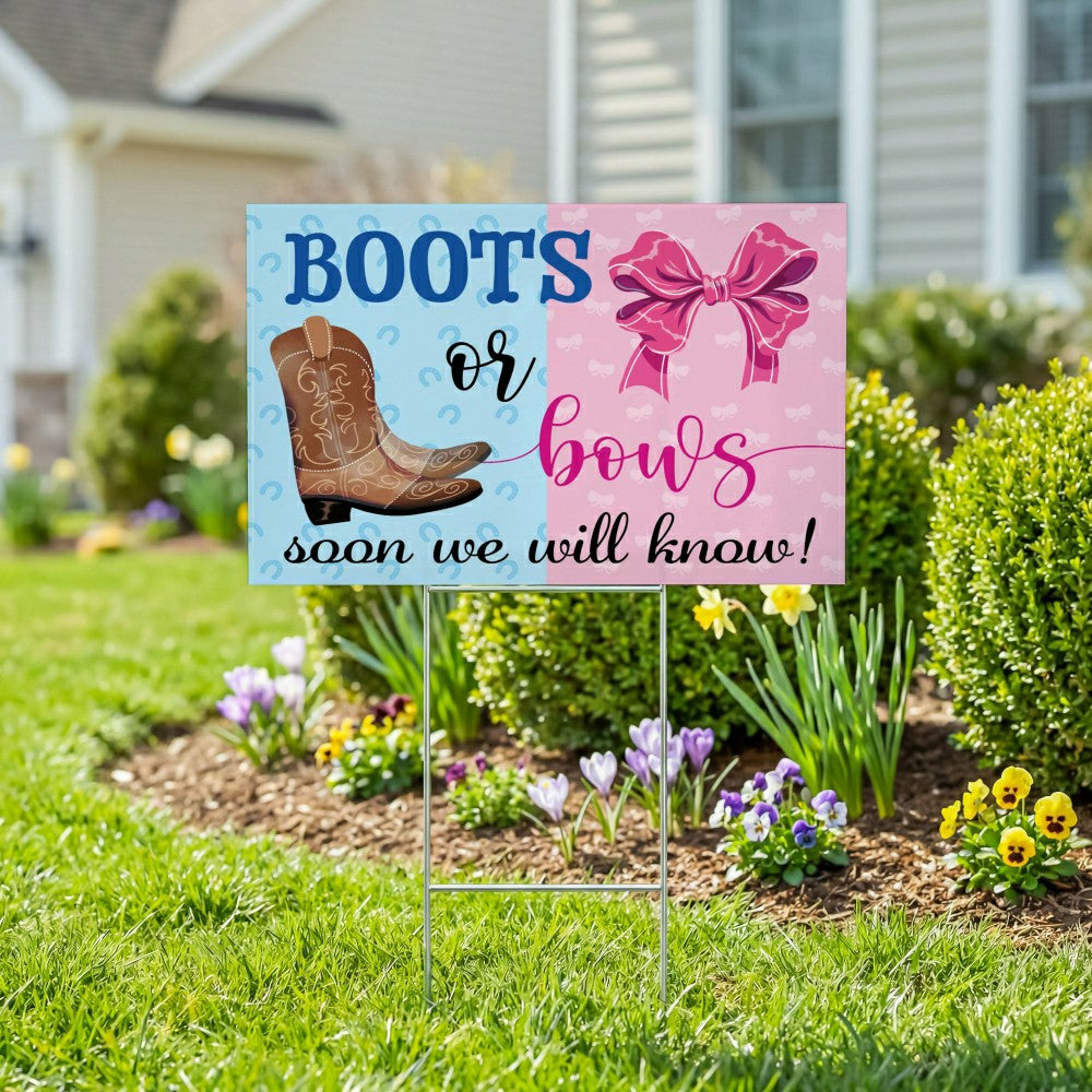 Plow & Hearth This Calls For Cake Yard Sign with H-Stake, "Boots Or Bows? We Will So