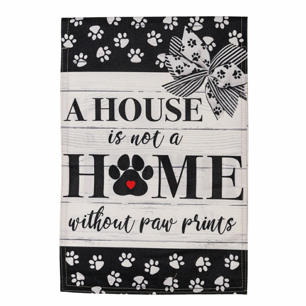Plow & Hearth Paw Prints Garden Burlap Flag