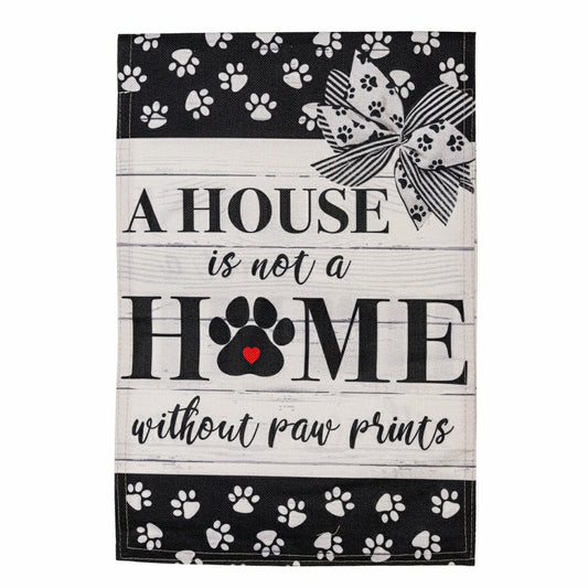 Plow & Hearth Paw Prints Garden Burlap Flag