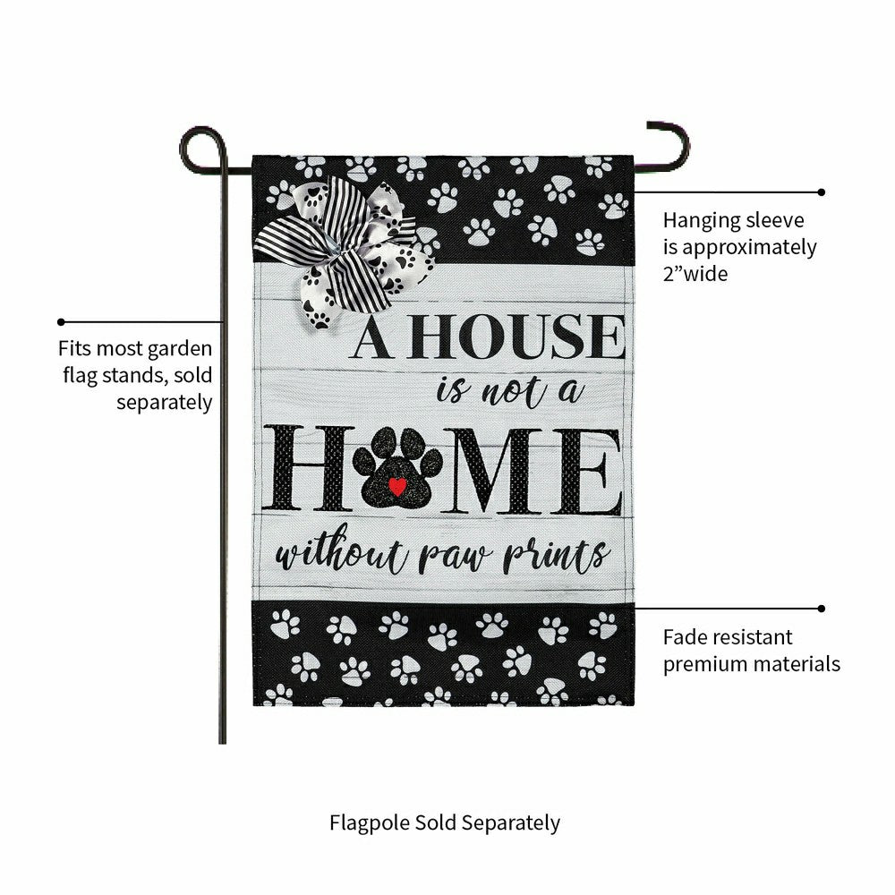 Plow & Hearth Paw Prints Garden Burlap Flag