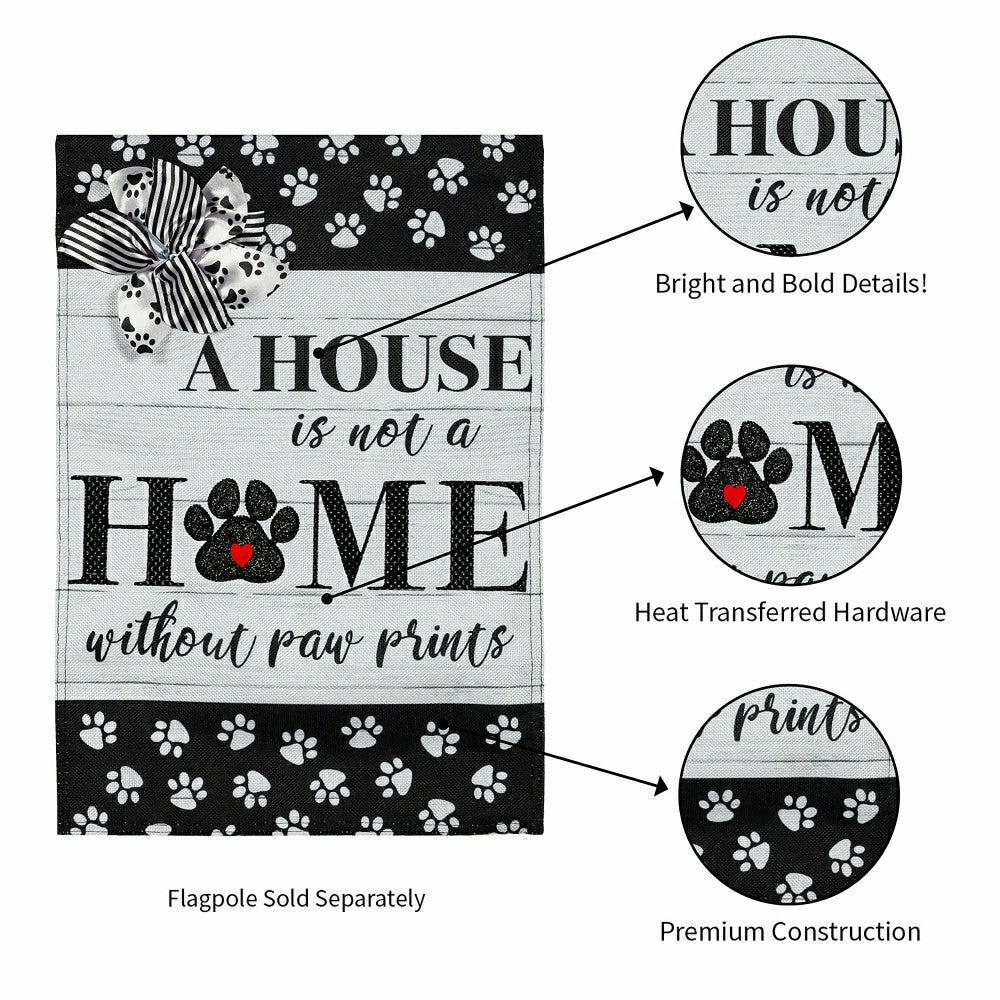 Plow & Hearth Paw Prints Garden Burlap Flag