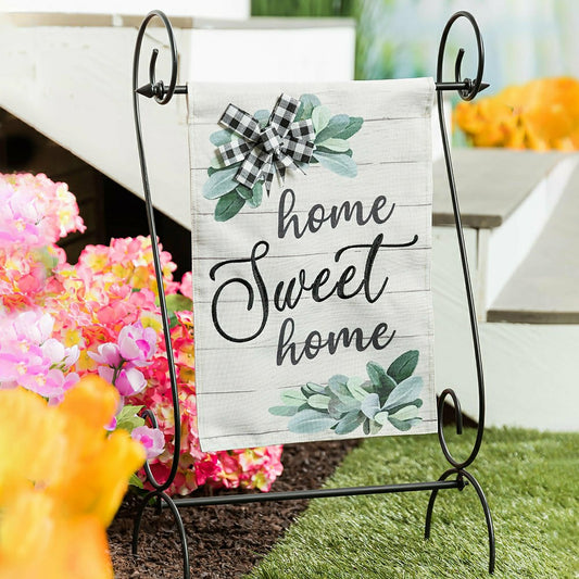 Plow & Hearth Home Sweet Home Eucalyptus Burlap Garden Flag