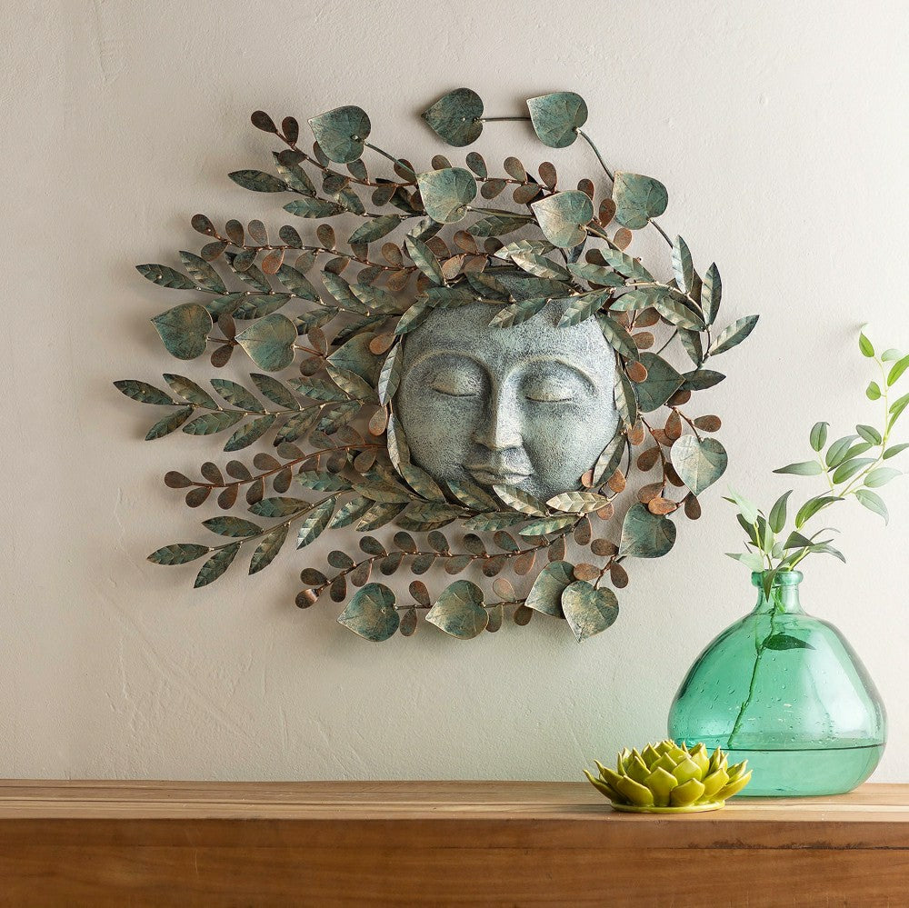 Plow & Hearth Metal Sun Face Wall Decor