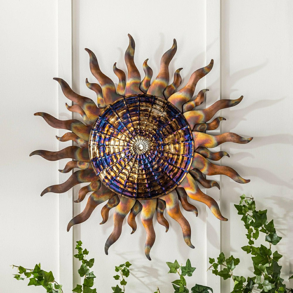 Plow & Hearth Iridescent Metal Sun Wall Art