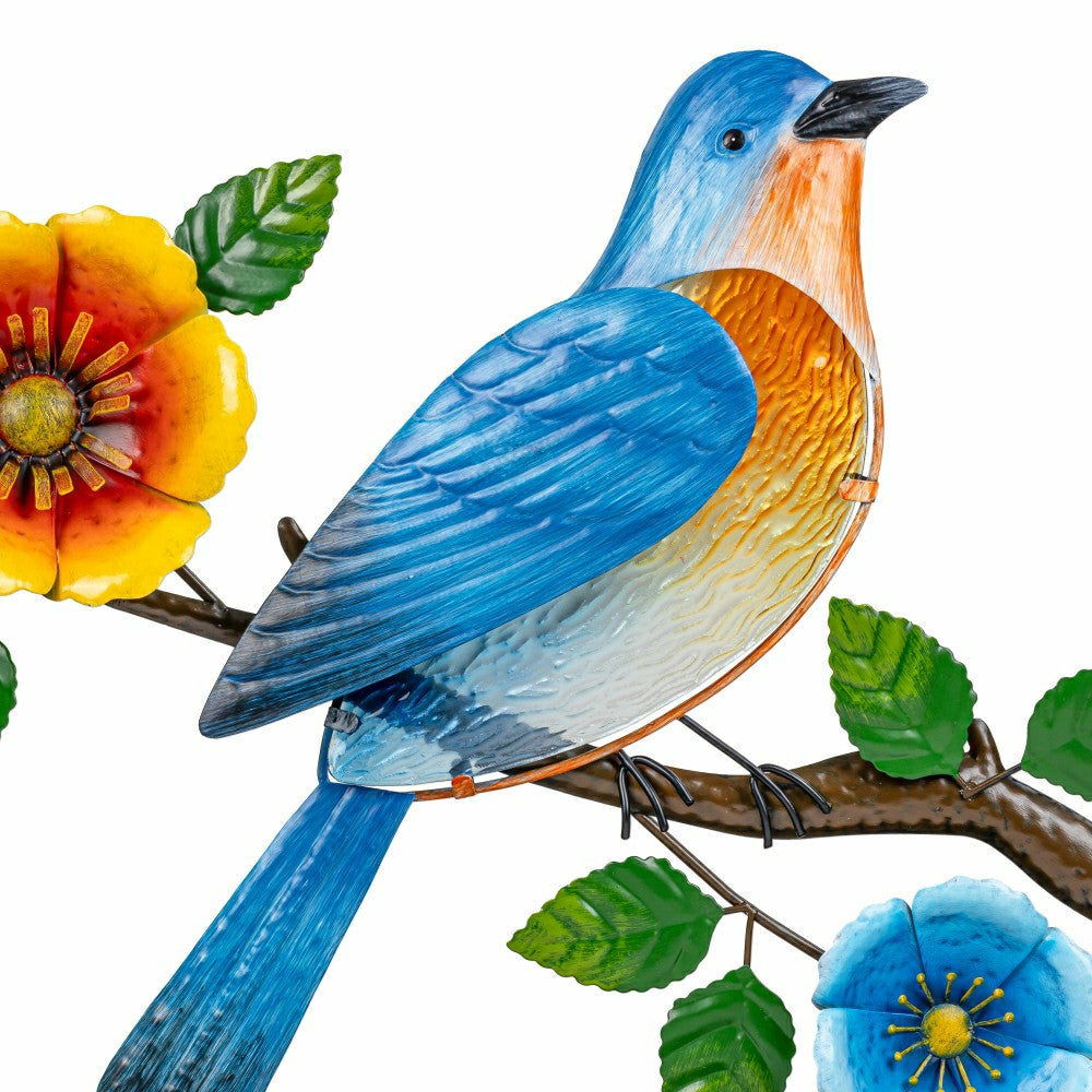 Plow & Hearth What She Shed Indoor Wall Decor, Metal & Glass, Bird on Branch Wall Ar
