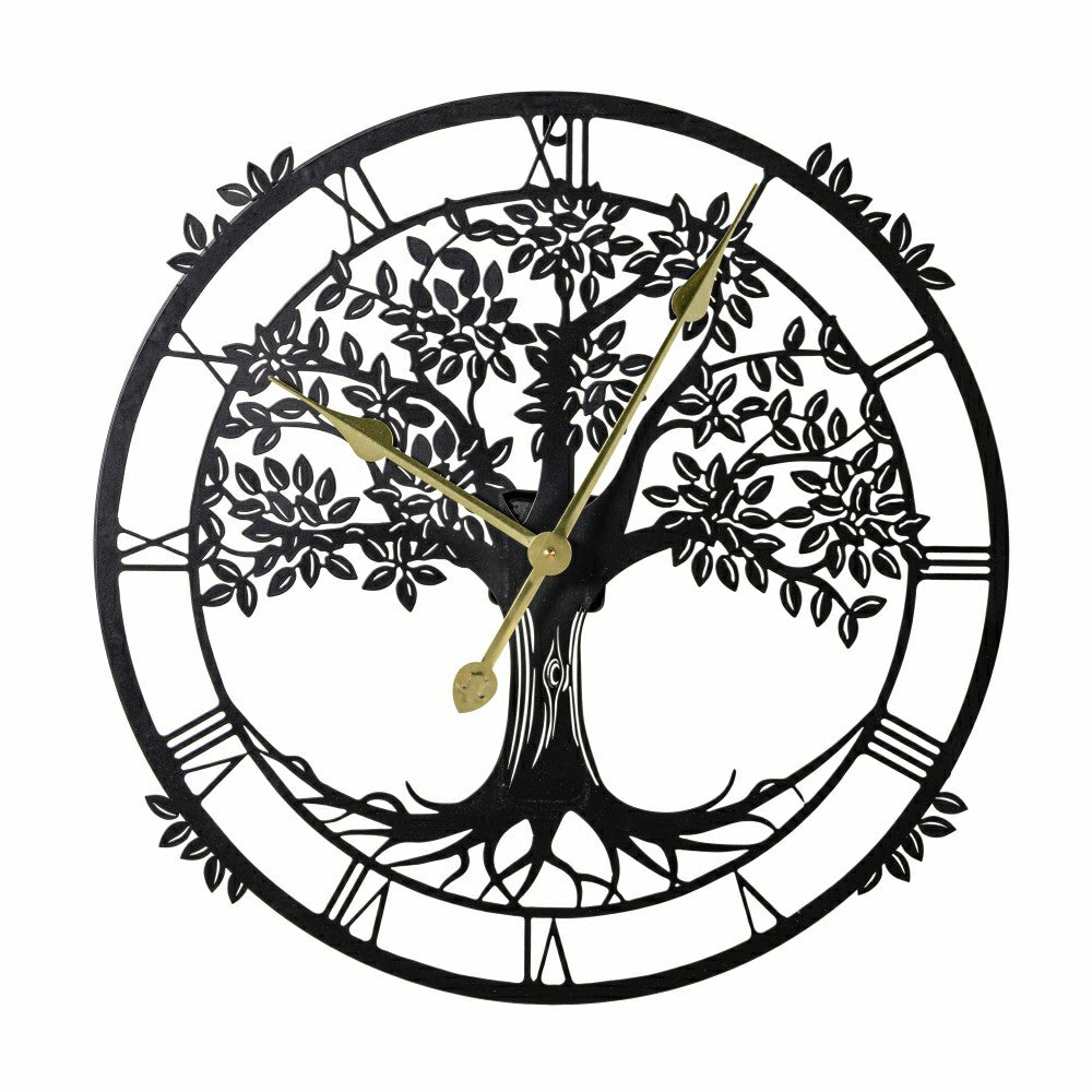Plow & Hearth Petal & Plow Indoor Wall Decor, Metal, Tree Outdoor Clock, 20"