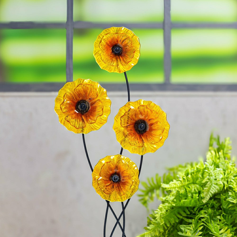 Plow & Hearth What She Shed Indoor Wall Decor, Glass & Metal, Sunflower Wall Art