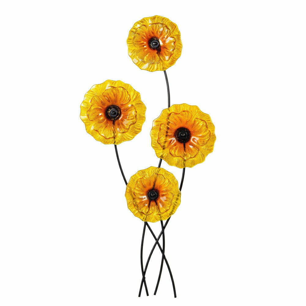 Plow & Hearth What She Shed Indoor Wall Decor, Glass & Metal, Sunflower Wall Art