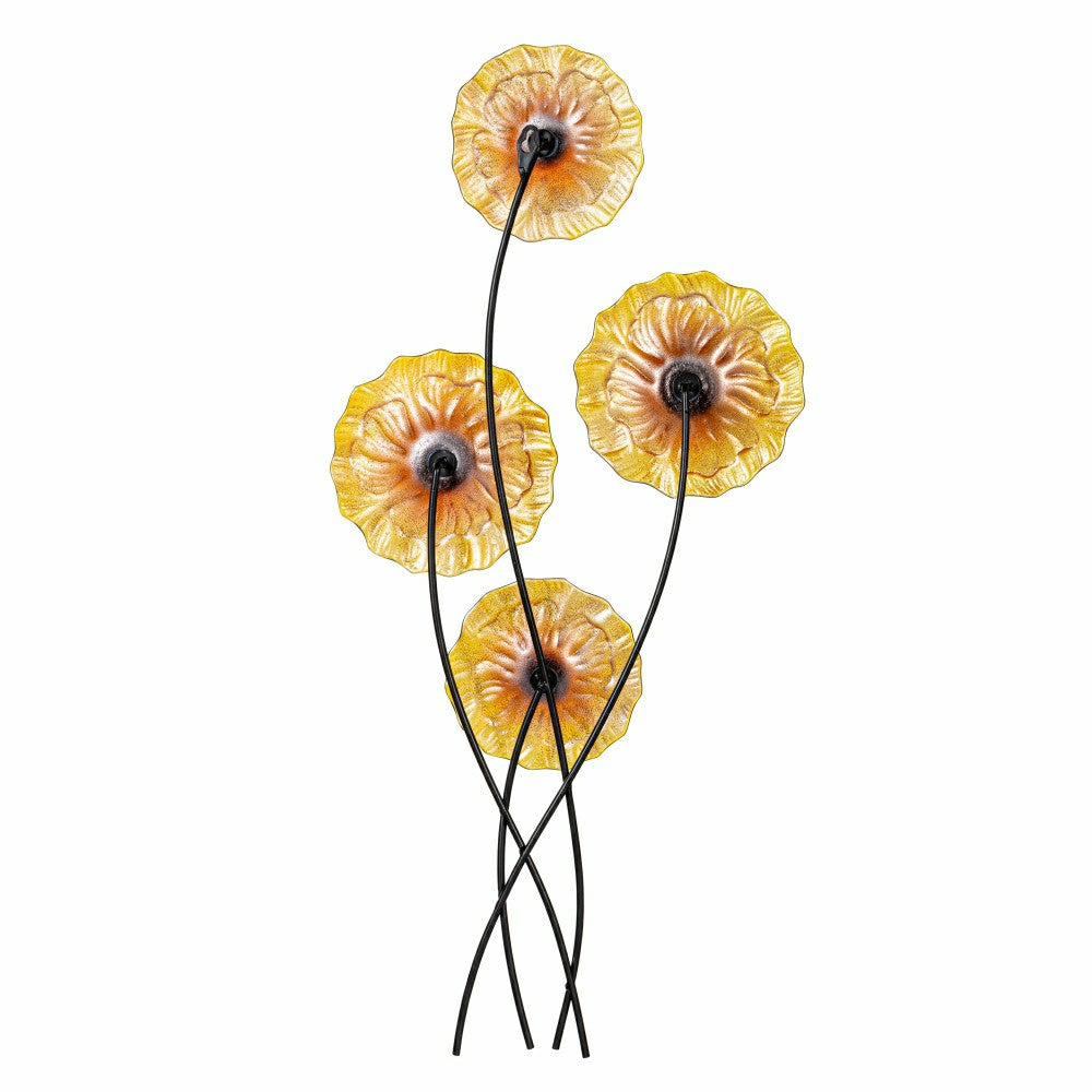 Plow & Hearth What She Shed Indoor Wall Decor, Glass & Metal, Sunflower Wall Art