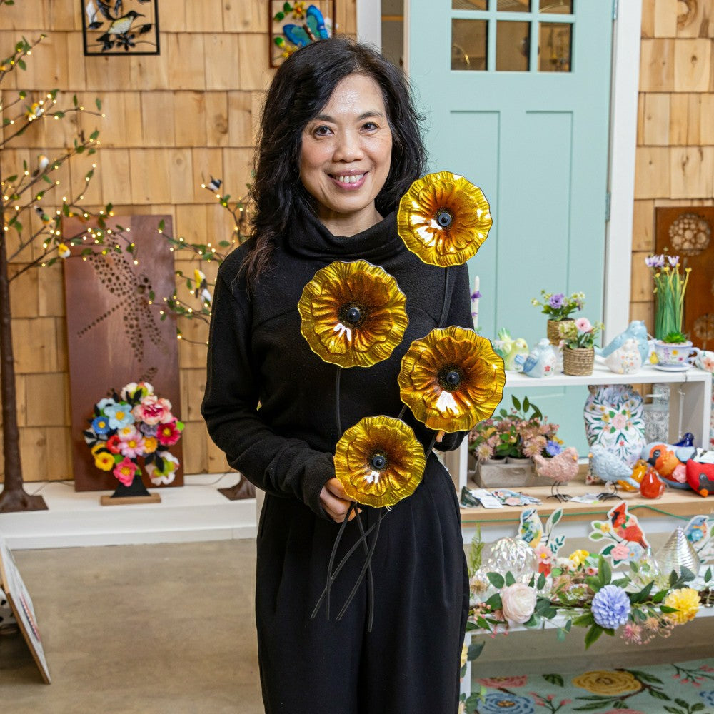 Plow & Hearth What She Shed Indoor Wall Decor, Glass & Metal, Sunflower Wall Art
