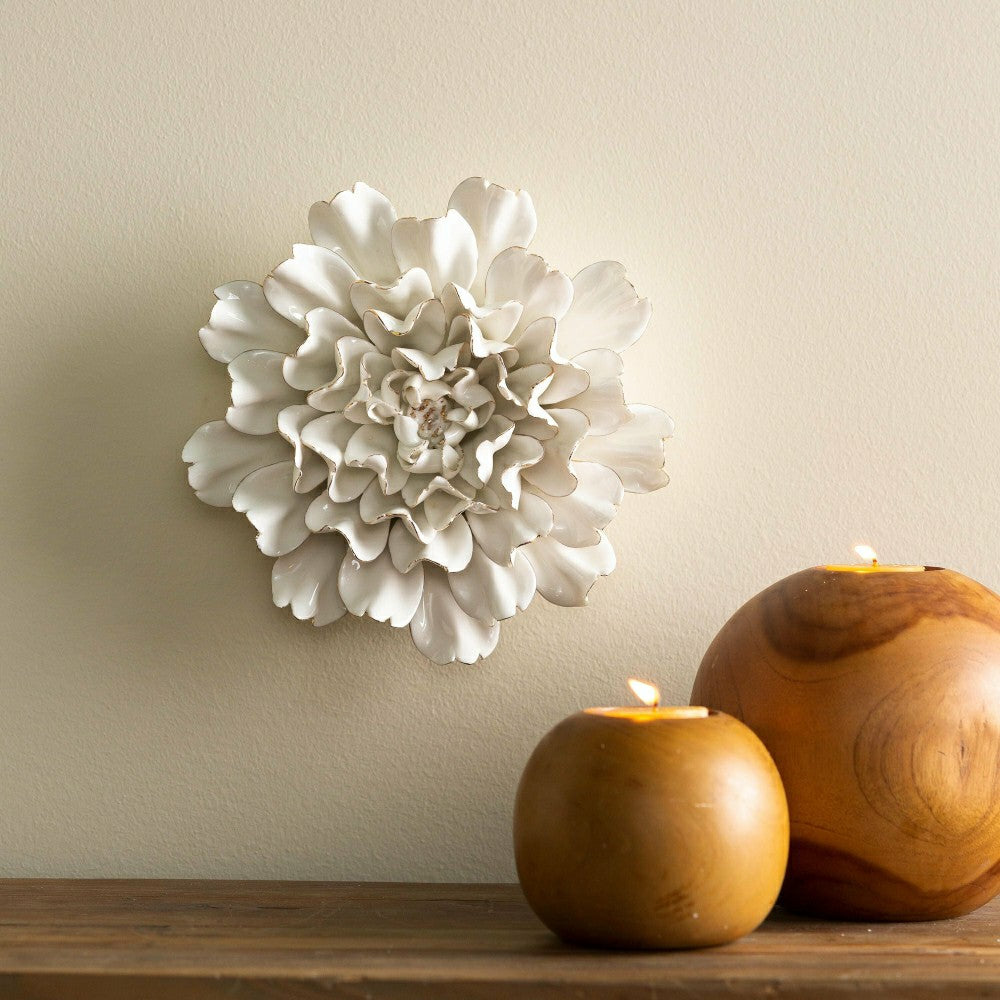 Plow & Hearth 8" Ceramic Flower Wall Decor