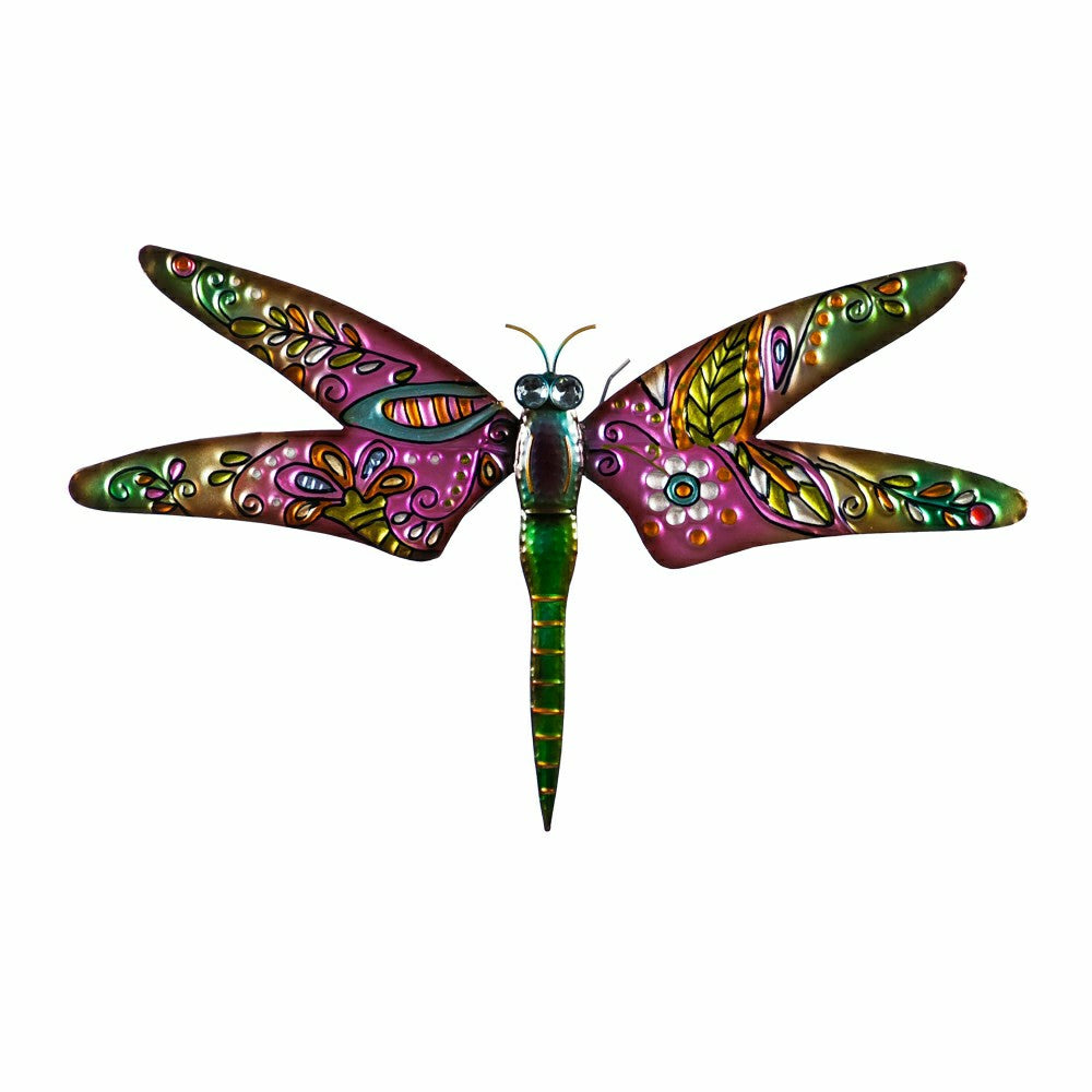 Plow & Hearth Boho Dragonfly Wall Décor Pink/Green