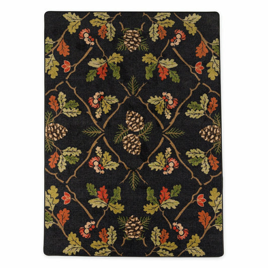Plow & Hearth Oakwood Pine Cone and Oak Leaf Rug, 5'4" x 7'8"