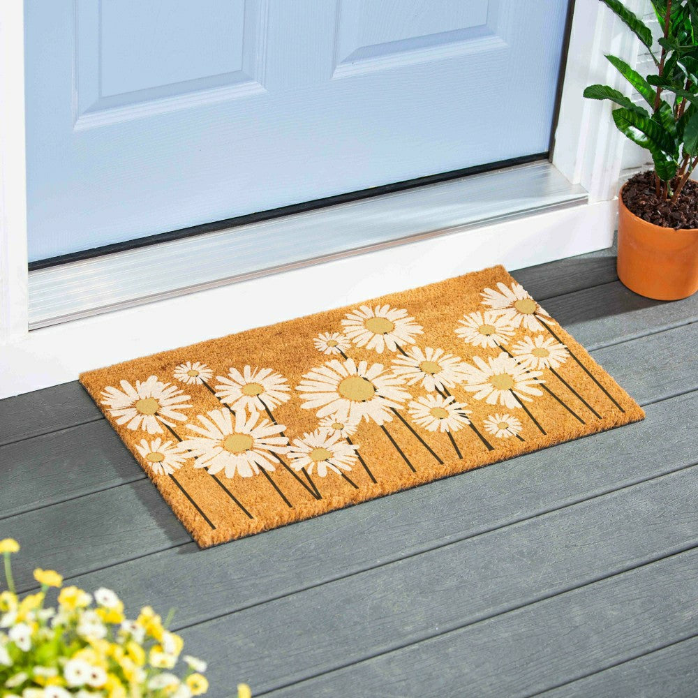 Plow & Hearth EG Studio Home Coordinates Dandelion Coir Mat, 28x16"