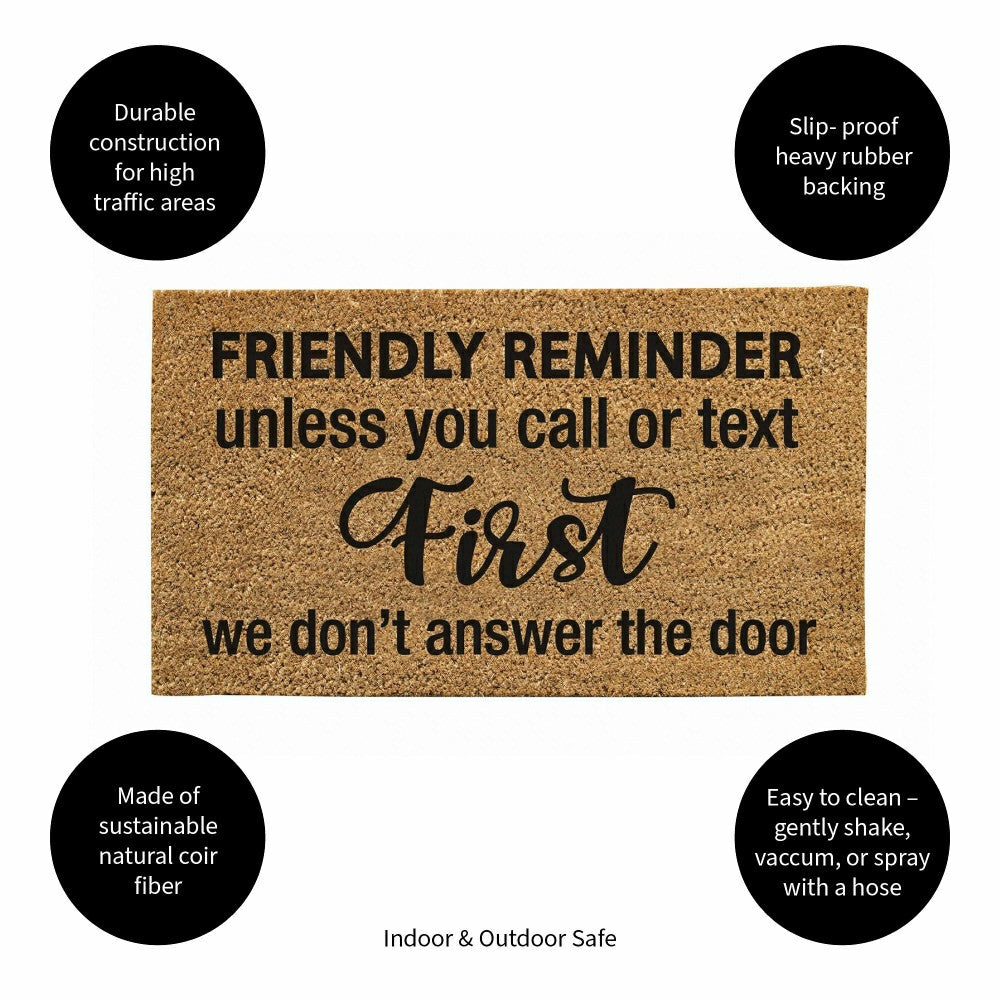 Plow & Hearth Friendly reminder Coir Mat