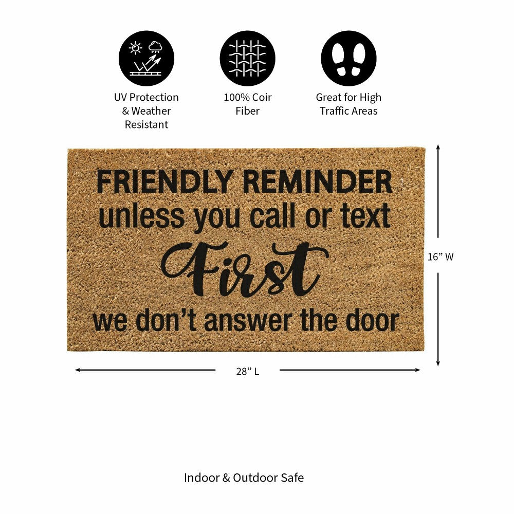 Plow & Hearth Friendly reminder Coir Mat