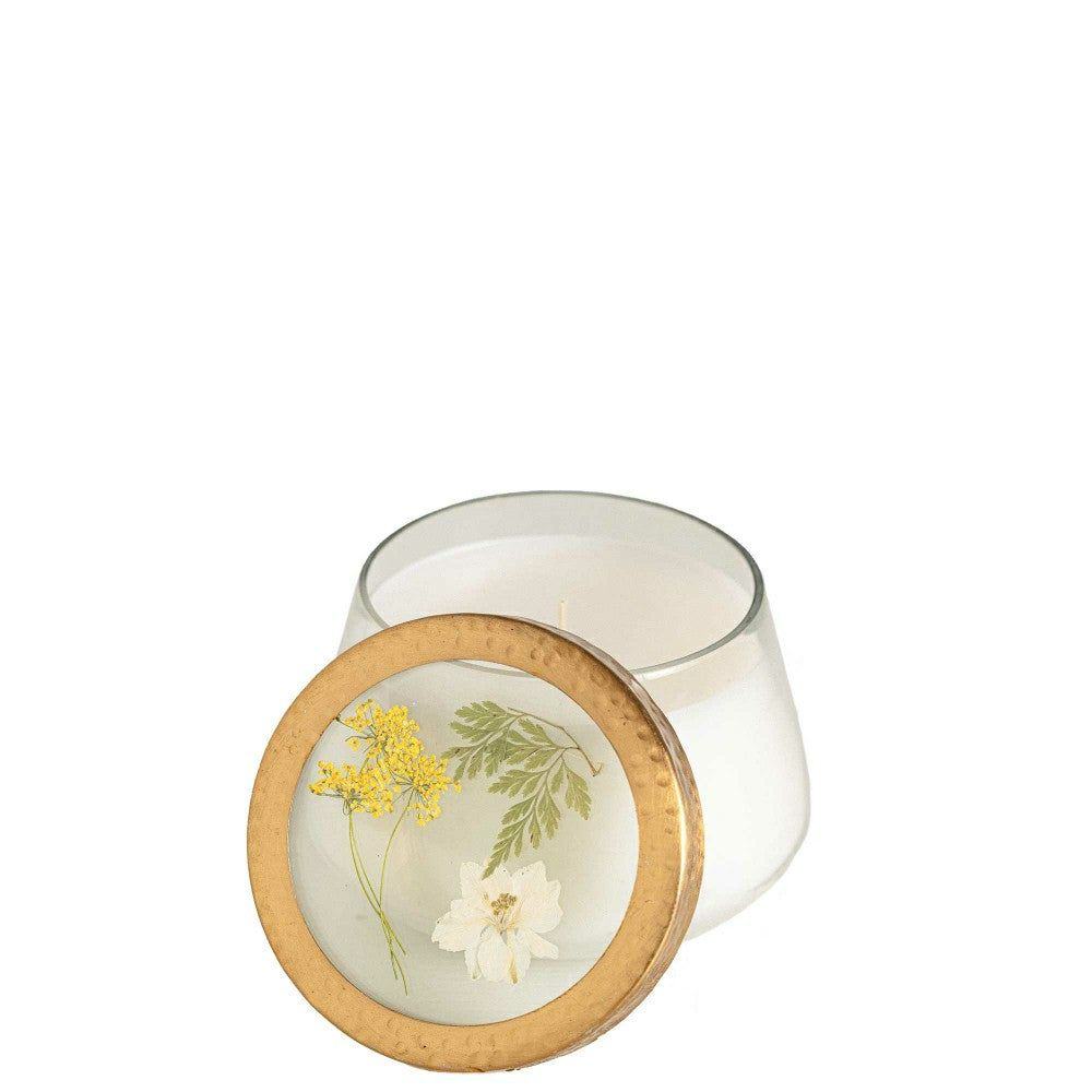Plow & Hearth Accent Pressed Floral Candle - Honey Tobacco