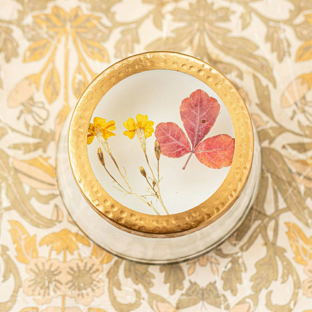 Plow & Hearth Accent Pressed Floral Candle - Harvest Pumpkin