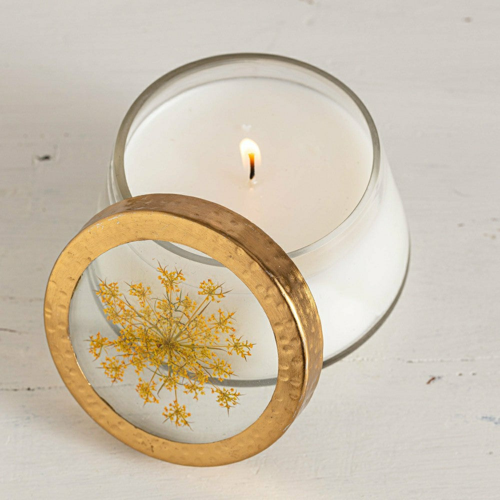 Plow & Hearth Accent Pressed Floral Candle - Harvest Pumpkin