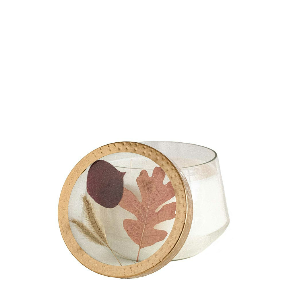 Plow & Hearth Harvest Pumpkin Large Pressed Floral Candle