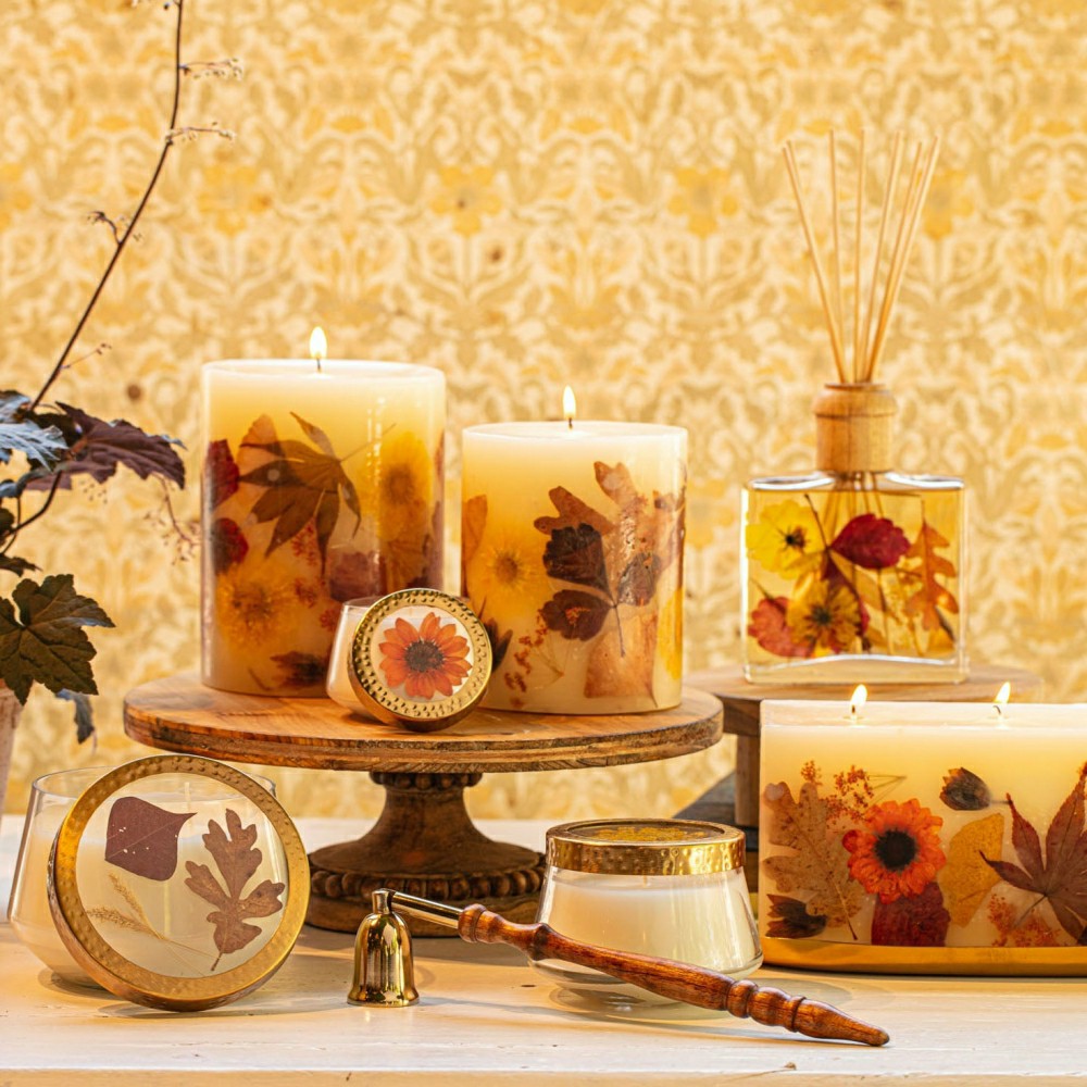 Plow & Hearth Harvest Pumpkin Large Pressed Floral Candle