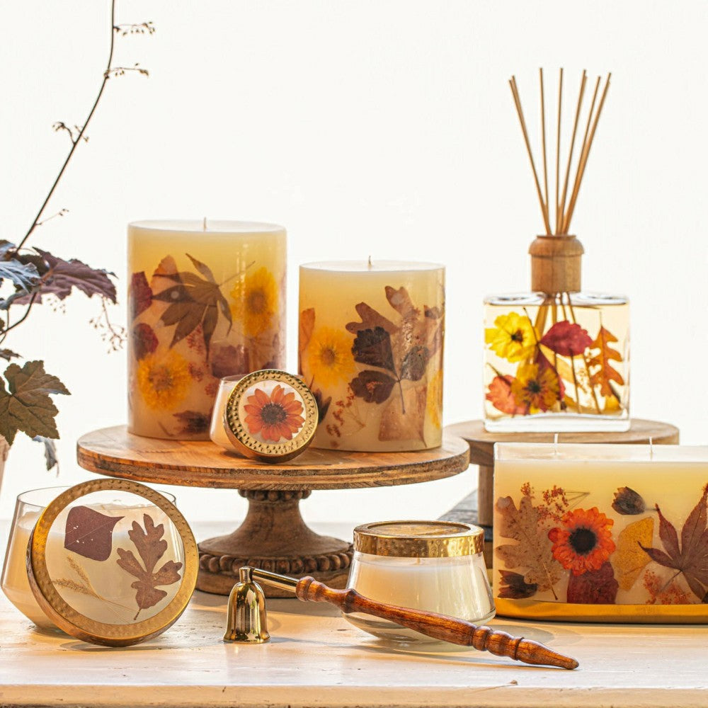 Plow & Hearth Harvest Pumpkin Large Pressed Floral Candle