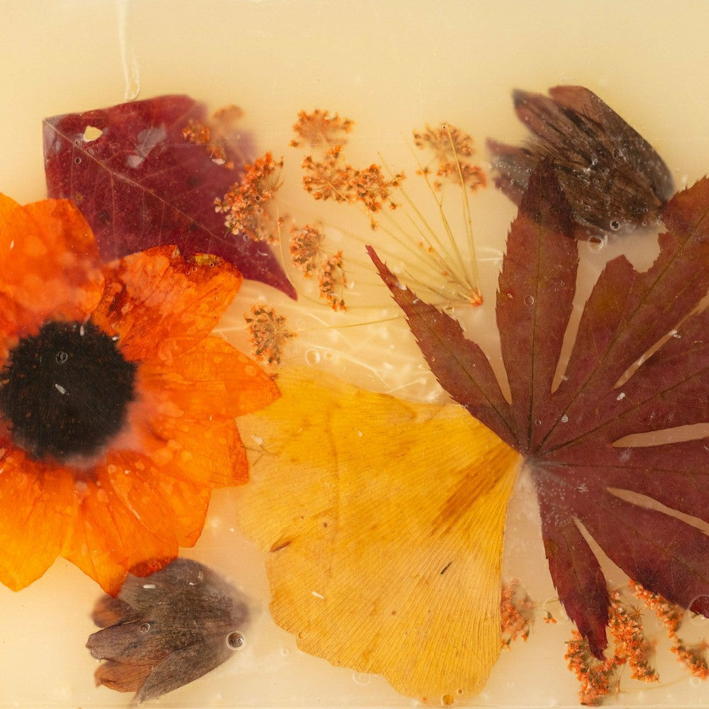 Plow & Hearth Harvest Pumpkin Large Pressed Floral Candle