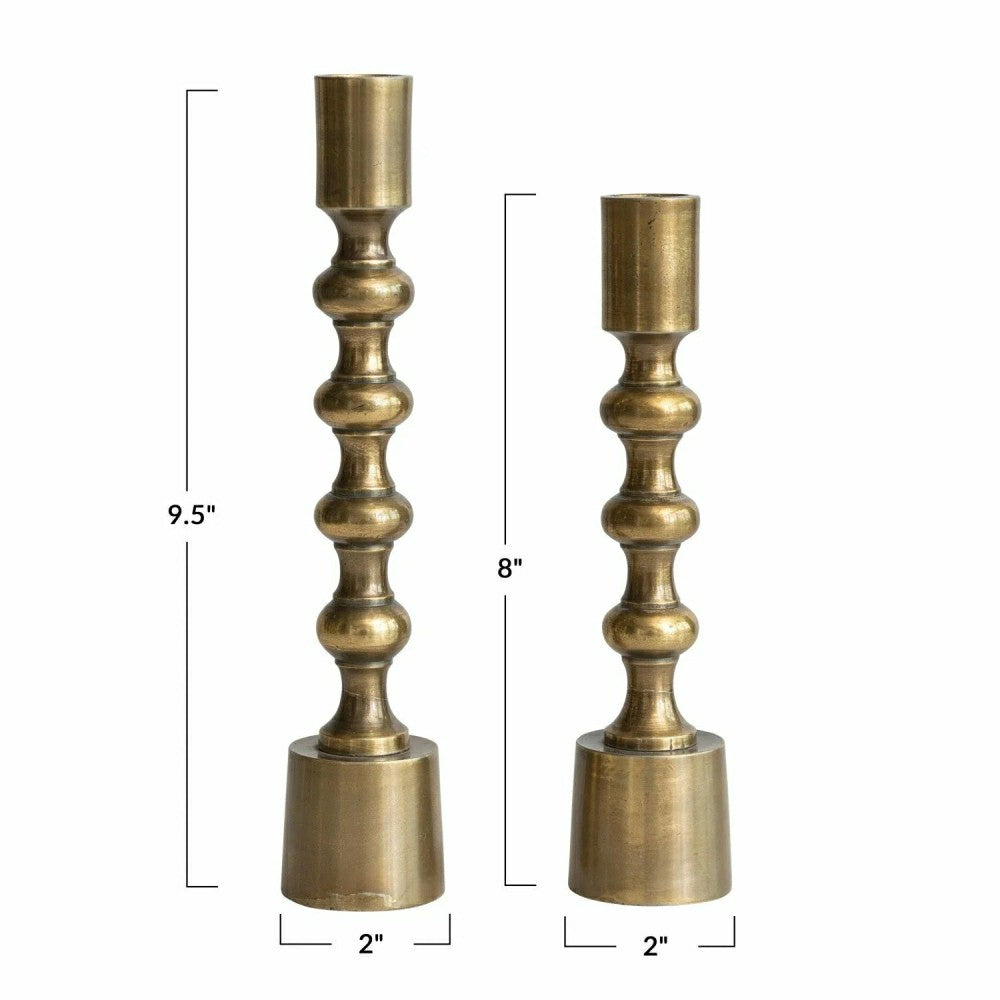 Plow & Hearth Taper Candle Holders, Antique Gold Finish, Set of 2