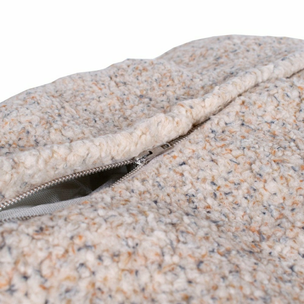 Plow & Hearth Shinola Brand Stripe Kuddle Berber Dog Bed Oatmeal