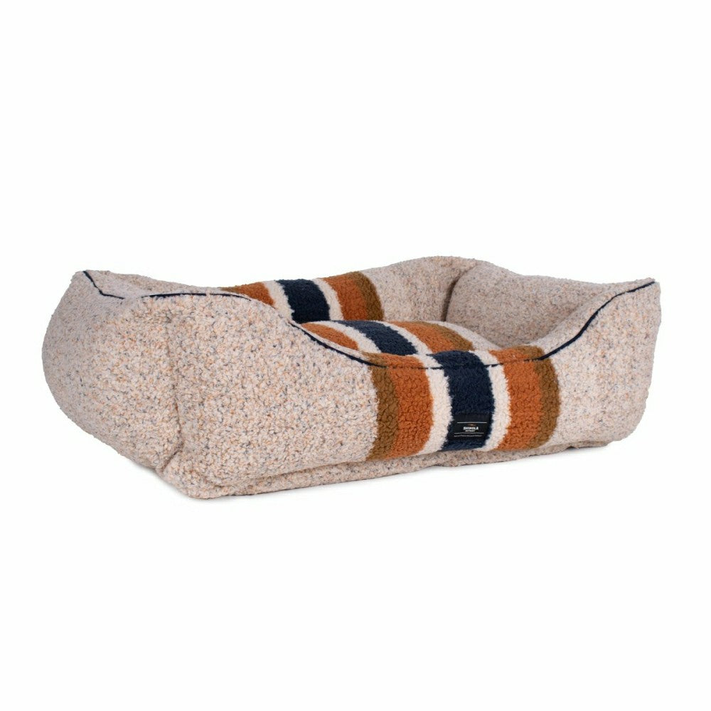 Plow & Hearth Shinola Brand Stripe Kuddle Berber Dog Bed Oatmeal