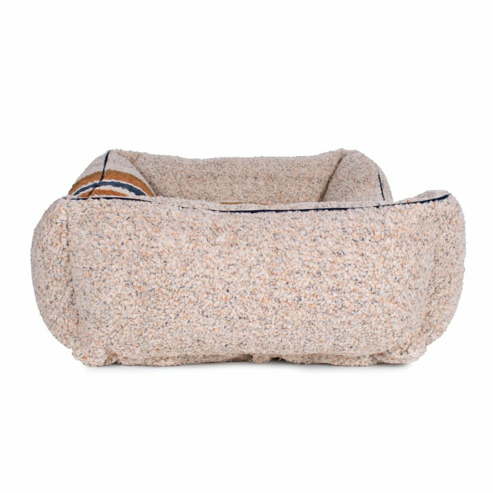 Plow & Hearth Shinola Brand Stripe Kuddle Berber Dog Bed Oatmeal