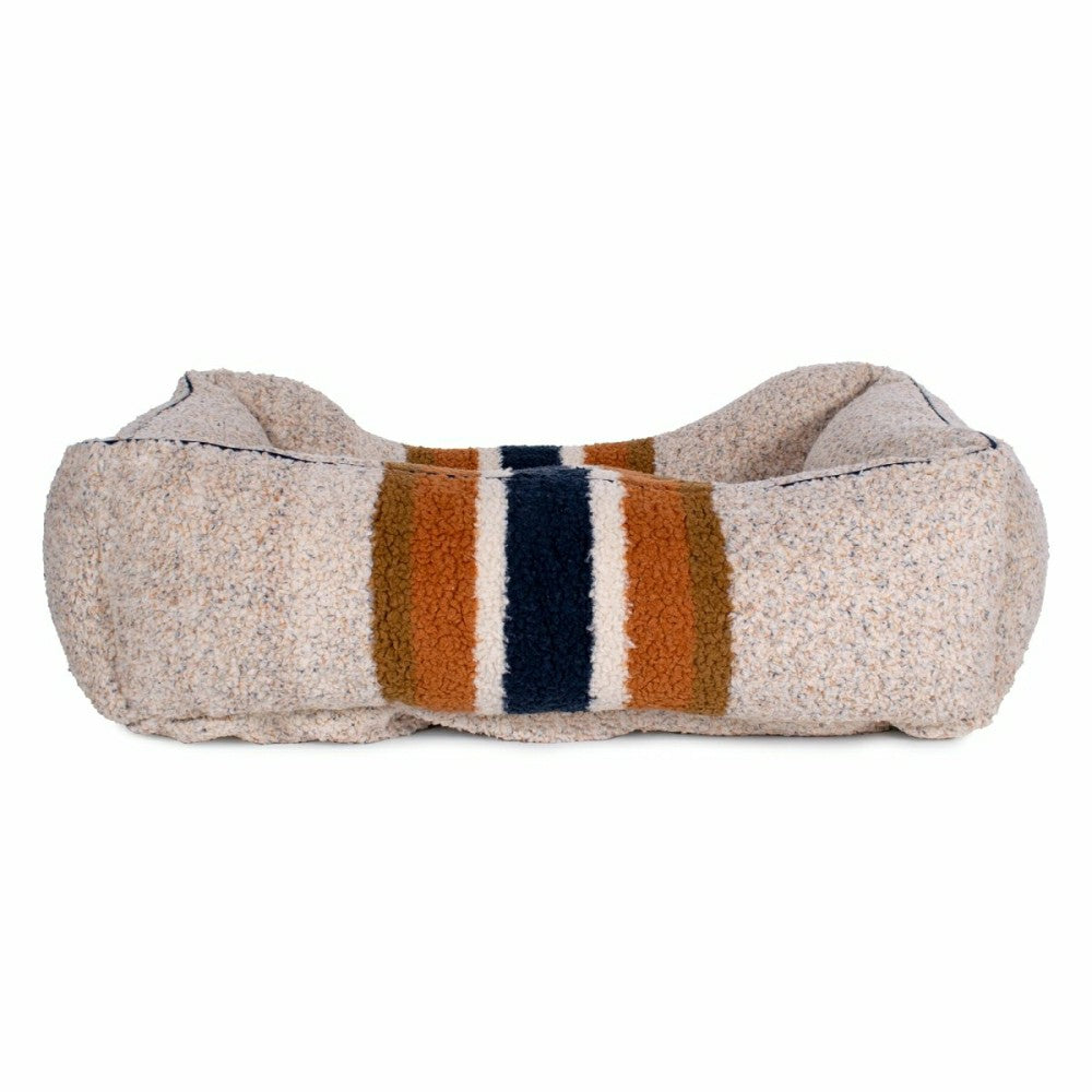 Plow & Hearth Shinola Brand Stripe Kuddle Berber Dog Bed Oatmeal